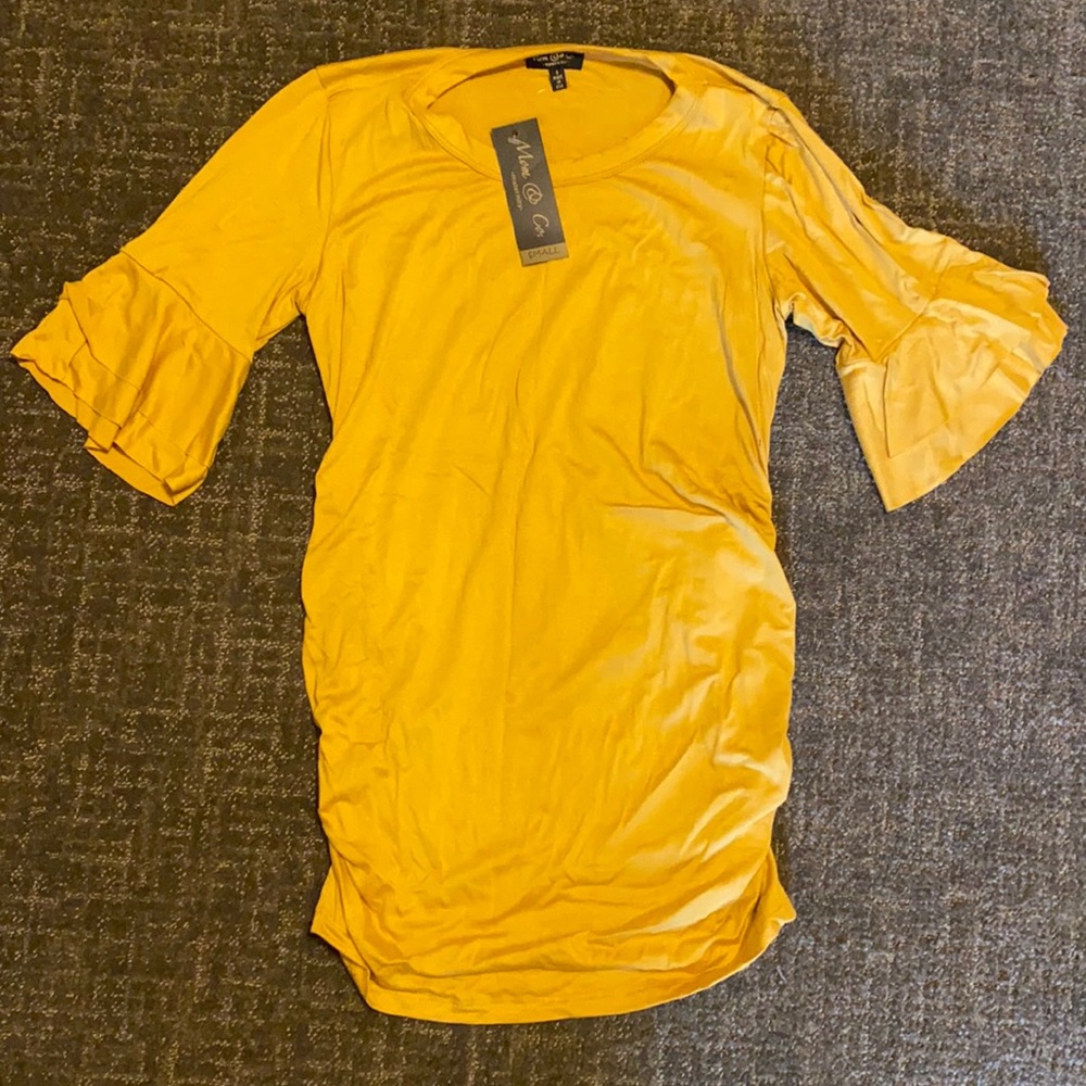 Mom & Co. mustard maternity shirt